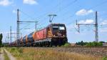 HSL Logistik 187 536 mit Wascosa-Kesselwagenzug in Richtung Hannover (Dedensen-Gümmer, 16.07.18).