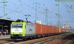 ITL - Eisenbahngesellschaft mbH mit  185 541-0  [NVR-Number: 91 80 6185 541-0 D-ITL] und Containerzug am 28.02.19 Bf. Flughafen Berlin-Schönefeld.