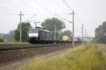 ES 64 F4 - 289 (189 289-2) der MRCE im Dienst fr die ITL mit einem Containerzug zwischen Growudicke und Rathenow in Richtung Wustermark. 14.08.2010