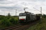 ES 64 F4-288, vermietet an die ITL, mit einem Gz in Richtung Naumburg/Saale (07.08.2011, Weienfels Bahnhof)