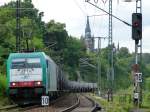186 131 der ITL zog am 22.07.12 ihren Kesselwagenzug durch Dresden Cotta.