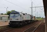 Am 24.Juni 2013 durchfuhr ITL 250 006 mit einem leeren Containertragwagen Guben in Richtung Frankfurt/Oder Pbf.