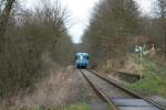 VT 408 der KML am 16.03.2008 auf der Fahrt von Wippra nach Friesdorf.