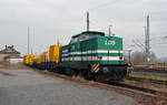 293 511 der LDS wartet am 27.01.18 in Muldenstein auf neue Aufgaben. In der darauf folgenden Woche wurden in Bitterfeld und Roitzsch Weichen geschliffen und in Muldenstein die Fahrzeuge samt Gerätewagen gesammelt.