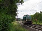 Eine V100 der LDS fuhr am 17.6.14 durch Thüngersheim in Richtung Würzburg. 