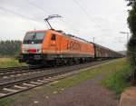 Die Locon 502, 189 821, kam am 05.08.2012 mit ihrem H-Wagen-Zug in Richtung Bebra durch Ludwigsau-Friedlos.