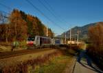 186 285 + 186 102 mit einem KLV am 17.11.2012 unterwegs bei Terfens.