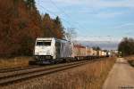 185 661 mit einem umgeleiteten KLV Zug am 05.11.2010 bei Sauerlach.