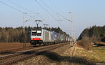 186 290 + weitere 186 mit umgeleiteten KLV Zug am 19.03.2016 bei Otterfing.