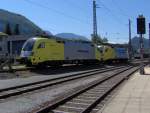 2 Es 64 ( BR 182 )Dispolok Taurusse beide mit Werbung stehen am 26.07.07 abgestellt im Bahnhof Kufstein ( Tirol ).