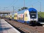 Nachuß auf 146 542-6 Metronom mit 7 Dosto (Metronom) in Richtung Lutherstadt Wittenberg bei der Durchfahrt durch  Gr0ßbeeren am 28. Mai 2017.