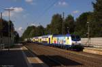 ME 146-02  Hansestadt Lüneburg  (146 502-0) metronom Eisenbahngesellschaft mbH mit dem metronom (ME 82124) von Uelzen nach Hamburg Hbf, bei der Ausfahrt aus Bienenbüttel.