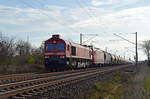 Am 14.11.20 schleppte 266 442 einen Zementsilozug durch Greppin Richtung Dessau. Hinter der Class 66 läuft noch 145 005 der DB als Wagenlok mit.
