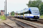 Ausfahrt aus dem Bahnhof Strausberg am 11. August 2011 VT 731 als NE26 nach Kostrzyn (Kstrin)