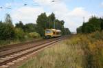 Triebwagen VT 650.69 der Ostdeutschen Eisenbahn (ODEG) am 28.09.2008 in Rdnitz.