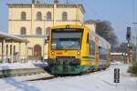 VT 650.86 der ODEG steht in Hagenow Land um nach Hagenow weiter zu fahren. 17.02.2010