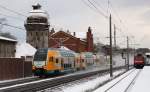 06.12.2012 in Rathenow.ET 445.110 ODEG auf Schulungsfahrt Richtung Stendal.Mal sehen wann wir die Teile hier wieder zu Gesicht bekommen?Rechts 112 109 mit RE 4 Richtung Ludwigsfelde.