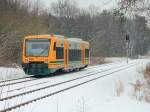 VT 650.739 der Ostdeutsche Eisenbahn GmbH (ODEG)  zwischen Bad Saarow Klinikum und Bad Saarow-Pieskow am 24. Februar 2013 als RB 35. 