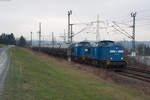 204 012-4 und 204 036-6 der PRESS mit einem Kesselwagenzug bei Hof Richtung Norden, 09.12.2016