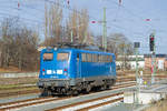 PRESS E-Lok 140 038 mit Bügel ab in Bergen auf Rügen.