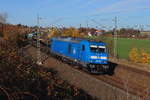 Autoleerzug mit der Press 285 104 unterwegs bei Syrau in Richtung Glauchau. Aufgenommen am 06.11.2018