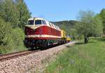 Am 02.06.20 holte 118 757-4 (PRESS) in Blankenstein einen Kran ab. Hier ist der Zug bei Harra zu sehen.
