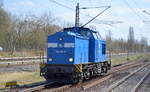 PRESS - Eisenbahn-Bau- und Betriebsgesellschaft Pressnitztalbahn mbH, Jöhstadt mit  204 009-9  [NVR-Nummer: 98 80 3202 439-6 D-PRESS] am 29.03.22 Durchfahrt Bf. Berlin-Hohenschönhausen.