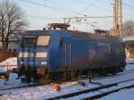 Diesmal PRESS 145 030 im Winter aufgenommen,als die Lok,am 07.Dezember 2012,in Bergen/Rgen stand.