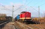 204 347-9 und 204 005-3 Press in Hochstadt/ Marktzeuln am 16.12.2016. (Bahnsteigbild)