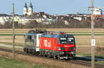 railadventure 111 222 und FOX rail 193 943, am 28.03.2021 kurz vor Tulln Stadt.