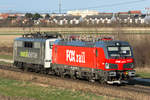railadventure 111 222 und FOX rail 193 943 waren am 28.03.2021 in Richtung Tulln unterwegs. Die Aufnahme entstand zwischen Tullnerfeld und Tulln Stadt.