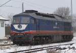 Raildox 232 103-2(ex EVB 622.01) abgestellt in Hhe Bahnhof Rostock-Bramow.14.02.2012