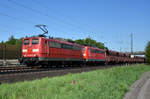 Zwei 151 (in Front die 151 132-8) von Railpool in Doppeltraktion kommend aus Richtung Hamburg, mit dem täglichen Erzzug.