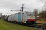 185 639-2 von Railpool unterwegs für die Rurtalbahn Cargo bei der Durchfahrt in Baunatal Guntershausen in Richtung Kassel. 12.12.2014