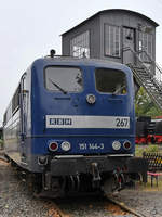 Die RBH-Elektrolokomotive 151 144-3  267  Mitte September 2018 im Eisenbahnmuseum Bochum.