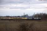 RBH 120 (143 079-2) & RBH 105 (143 186-5) RBH Logistics GmbH mit einem Hackschnitzel von Wismar nach Mannheim in Stendal. 22.02.2014