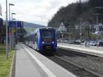 620 408 als RE von Saarbrücken nach Frankfurt beim Halt in Staudernheim. 24.02.2016