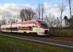 Der VT 1012-1/alias 643 239/739 verlässt so eben Kaarst-IKEA in Richtung Neuss Hbf auf seinem Weg nach Mettmann Stadtwald, der Zug ist als S28 unterwegs. Kaarst 12.2.2016 P.S. Gruß an den Tf für den Hupgruß und die grüßende Hand. 