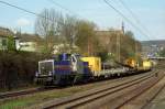 214 012  Kathleen  von Rent-a-Rail mit Bauzug in Wuppertal - Sonnborn. 14.04.2010 - 17:35Uhr