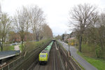 RheinCargo 119 005 verlässt den Staufenplatztunnel in Düsseldorf.
Aufnahmedatum: 11.04.2015