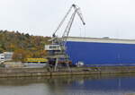 Rhenus 5 (O&K 26715) am 03.11.2021 bei Rhenus Logistics im Hafen von Stuttgart.