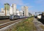 193 999 (RTB) fuhr am 17.09.21 mit einem leeren Autozug durch Karlstadt.