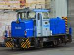 V35 der Rurtalbahn (265 010), eine MaK G 320 B, Bj.1968 steht am 03.07.2012 im Bombardier-Werk in Aachen.