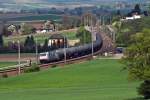 185 639 RurTalBahn Cargo war am 28.04 2013 um 15:25 kurz nach Neulengbach, Richtung Westen unterwegs.