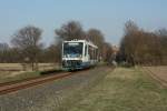 Der 654 006 der Rurtalbahn i.A. DB Regio NRW fuhr als RB 39 durch Wegberg. 07.04.13