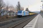 185 684-9 mit geschlossenen ARS-Autotransportwagen in Fahrtrichtung Norden. Aufgenommen in Wehretal-Reichensachsen am 05.03.2014.