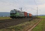 193 209 mit Containerzug in Fahrtrichtung Norden. Aufgenommen zwischen Mecklar und Ludwigsau-Friedlos am 11.03.2016.