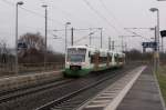 STB VT 105 + VT 116 als STB 68910 von Weimar nach Meiningen, am 13.12.2014 in Vieselbach.