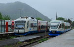 Für den Verkehr auf den Linien nach Bayrischzell, Tegernsee und Lenggries stellte die Bayerische Oberlandbahn 17 Triebwagen des Typs Integral der Jenbacher Werke in Dienst. Aufgrund des gestiegenen Verkehrsaufkommens wurden weitere Fahrzeuge benötigt. Da die Jenbacher Werke die Produktion von Schienenfahrzeugen inzwischen eingestellt hatten, beschaffte die BOB Triebwagen des Typs Talent. Am 23.05.2016 begegnen sich die beiden Triebwagentypen im Bahnhof Schliersee, links der Integral VT 115, rechts der Talent VT 0009.