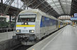 MRB (Mitteldeutsche Regiobahn) 223 053 wartet am 29. April 2017 in der Halle des Leipziger Hbf auf die Abfahrt nach Chemnitz.